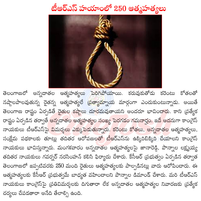 congress vs trs,congress leaders meeting governer narasimhan,farmers suicides in trs government,ponnala laxmaiah on farmers suicides,kcr on farmers suicides  congress vs trs, congress leaders meeting governer narasimhan, farmers suicides in trs government, ponnala laxmaiah on farmers suicides, kcr on farmers suicides